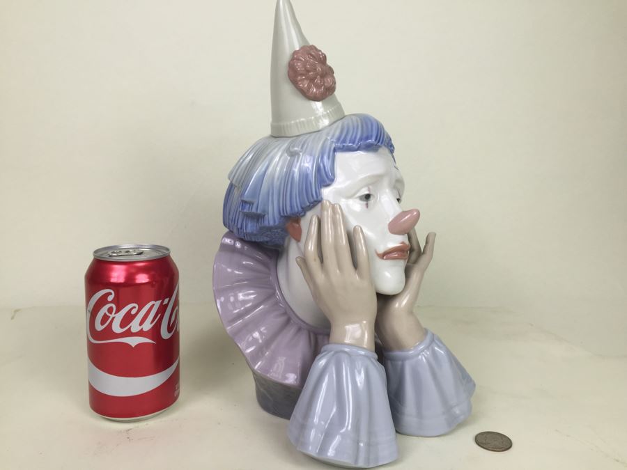Lladro 5129: Jester / Pensive Clown Bust Daisa 1981 High Gloss Finish [Photo 7]