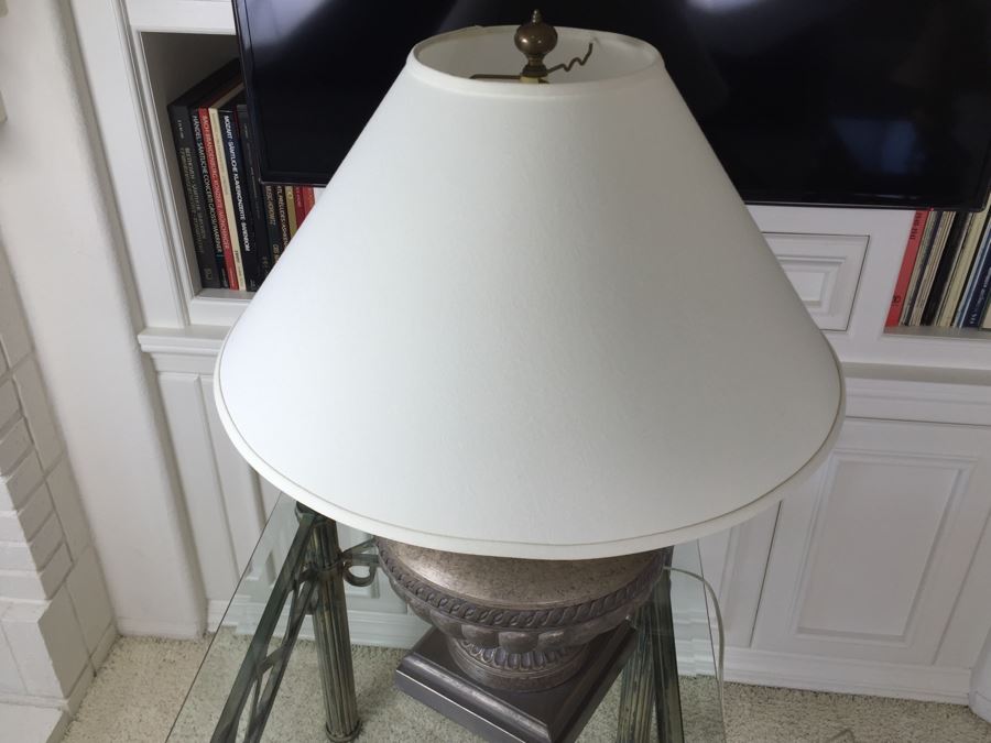 Silver Urn Table Lamp With White Shade [Photo 5]