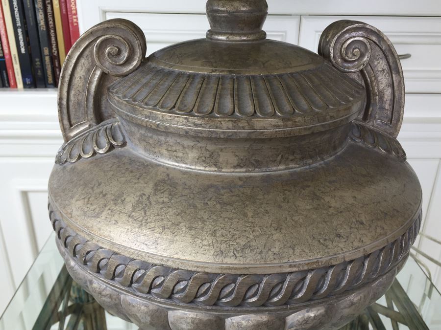 Silver Urn Table Lamp With White Shade [Photo 4]