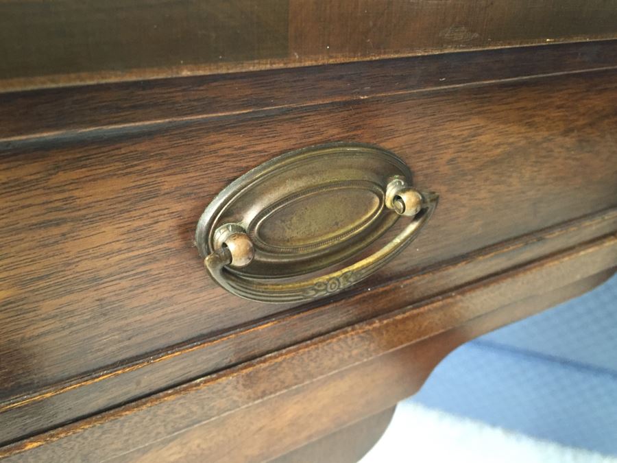 Pair Of Inlaid Leather Heirloom Quality Weiman Drop Leaf Side Tables 9739 [Photo 15]