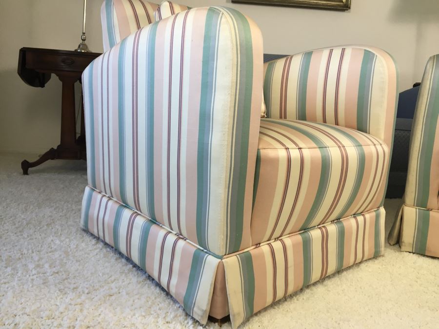 Pair Of Upholstered Armchairs - Design Lines Appears To Match Sofa [Photo 4]