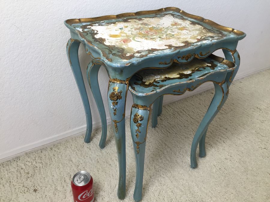 Vintage Vasco Lumini Florentine Italy Nesting Tables - Piazza Pitti Firenze Florence [Photo 7]