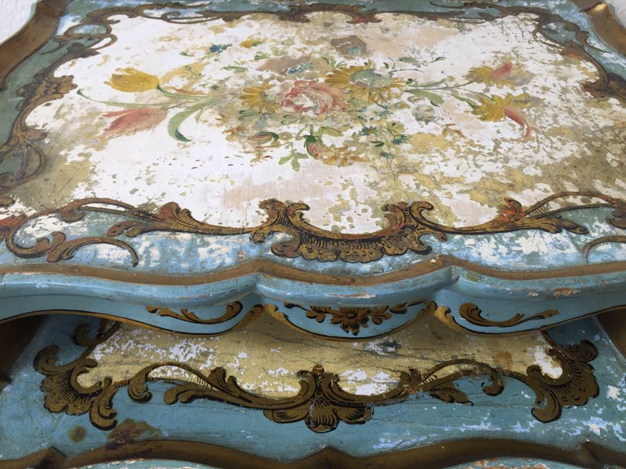 Vintage Vasco Lumini Florentine Italy Nesting Tables - Piazza Pitti Firenze Florence [Photo 5]