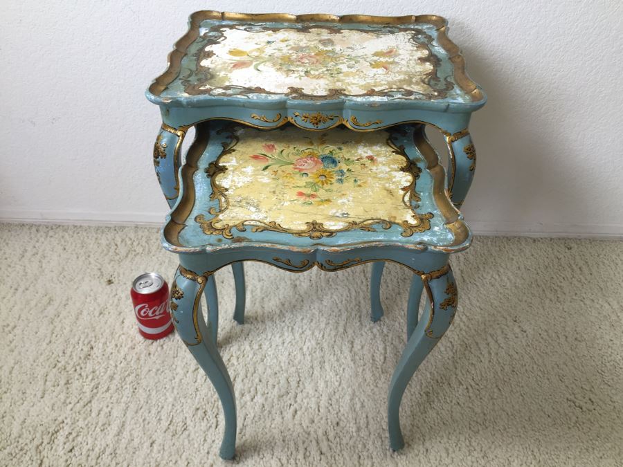 Vintage Vasco Lumini Florentine Italy Nesting Tables - Piazza Pitti Firenze Florence [Photo 9]