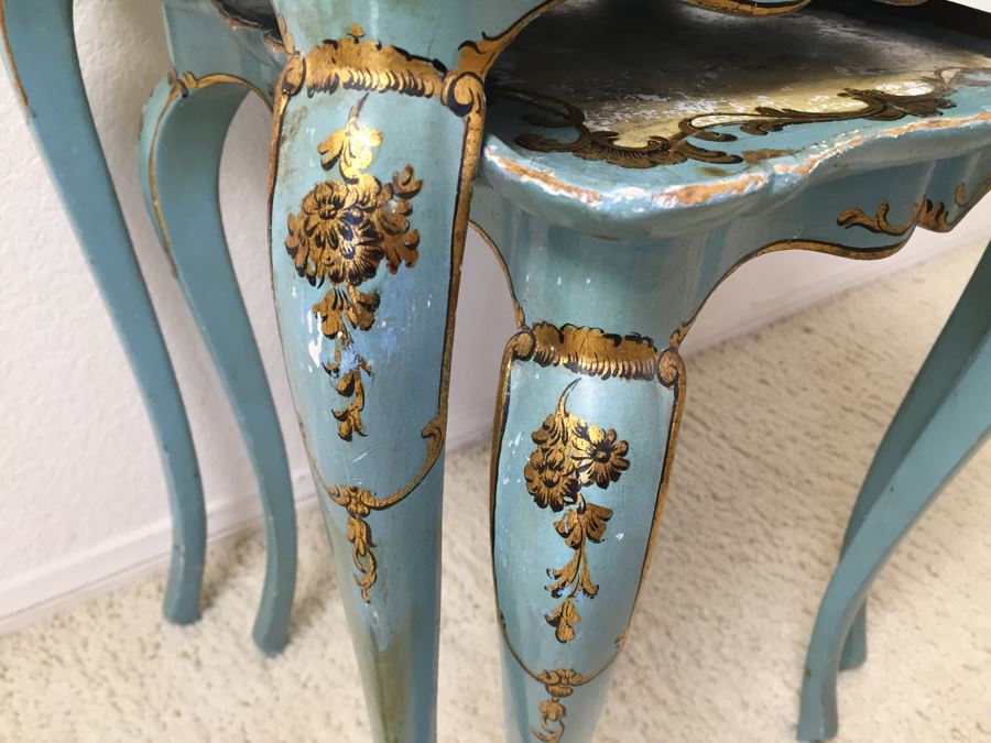 Vintage Vasco Lumini Florentine Italy Nesting Tables - Piazza Pitti Firenze Florence [Photo 8]