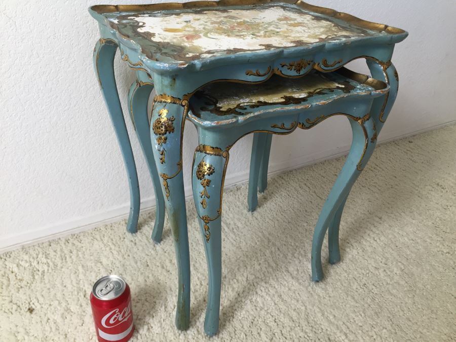 Vintage Vasco Lumini Florentine Italy Nesting Tables - Piazza Pitti Firenze Florence [Photo 6]