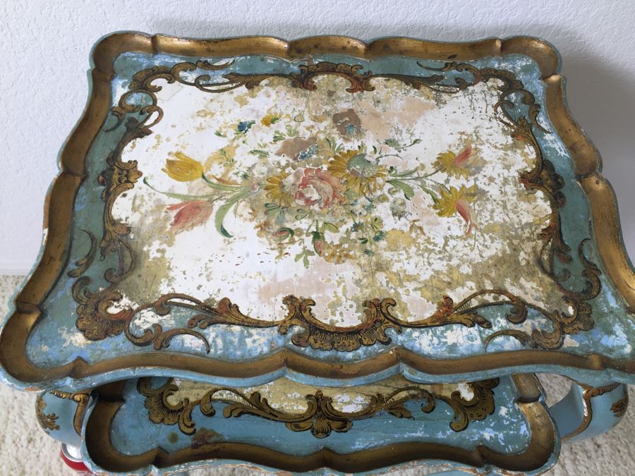 Vintage Vasco Lumini Florentine Italy Nesting Tables - Piazza Pitti Firenze Florence [Photo 4]