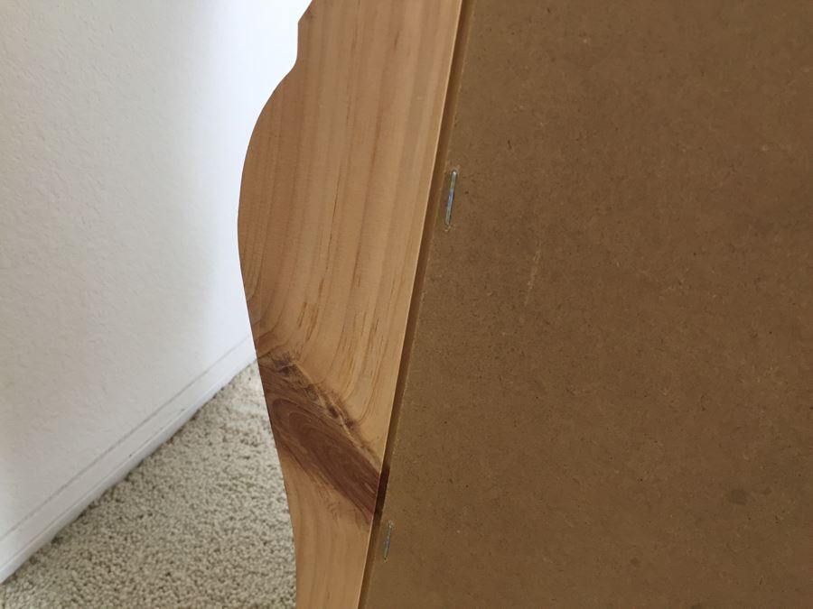 Stunning Large Bow Front Commode Wooden Chest Of Drawers Dresser With Ornate Metal Pulls And Floral Embelishments [Photo 17]