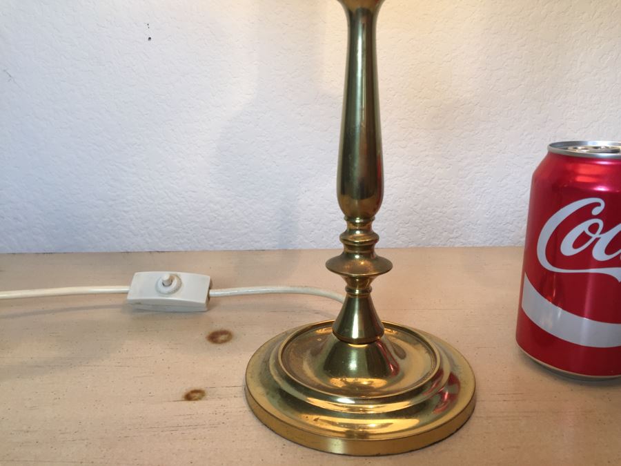 Vintage Brass Three Arm Lamp With White Shade [Photo 5]