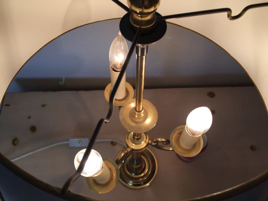 Vintage Brass Three Arm Lamp With White Shade [Photo 8]