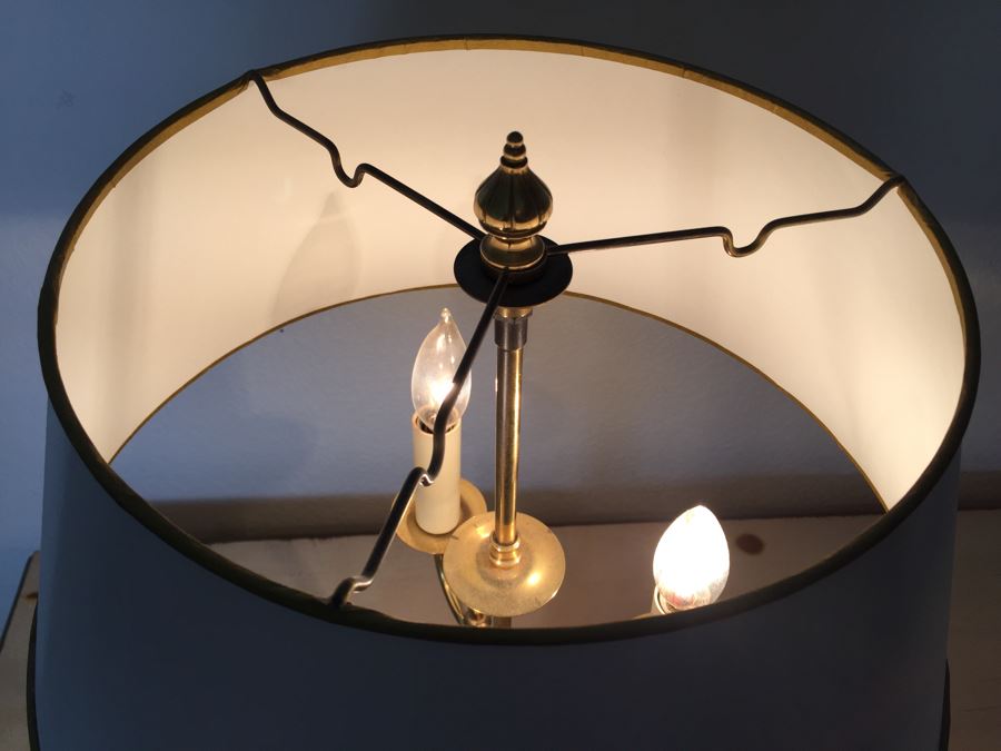 Vintage Brass Three Arm Lamp With White Shade [Photo 7]