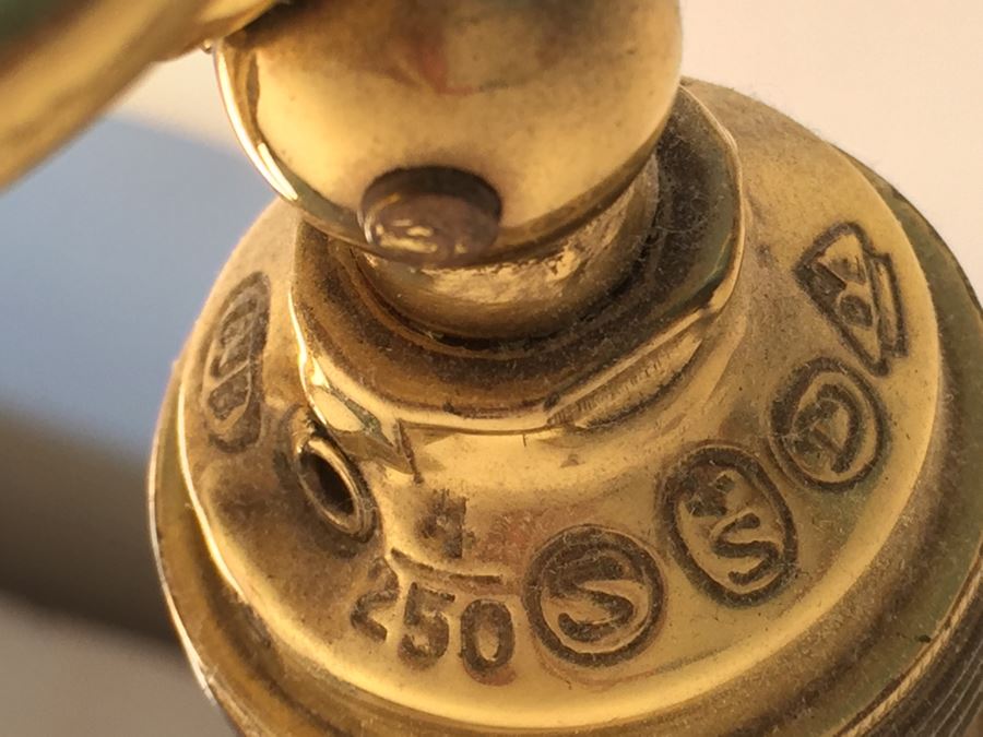 Pair Of Stunning Heavy Brass Architectural Table Lamps With White Shades [Photo 3]