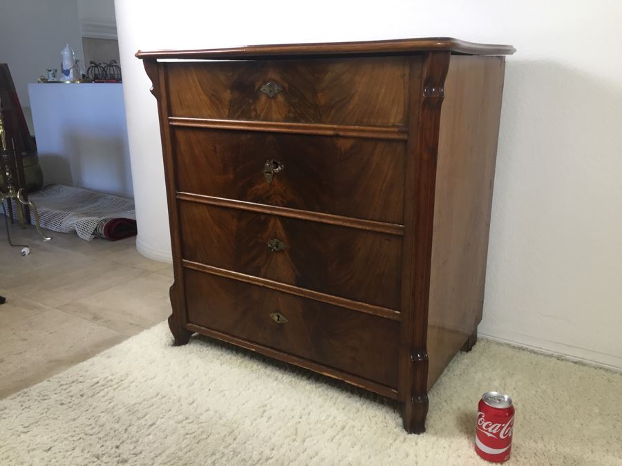 Stunning Antique Chest Of Drawers With Flip Top Lockable Drawers