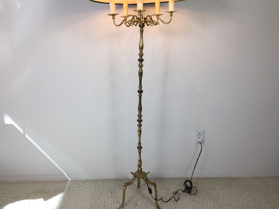 Stunning Vintage Five Arm Brass Floor Lamp [Photo 2]