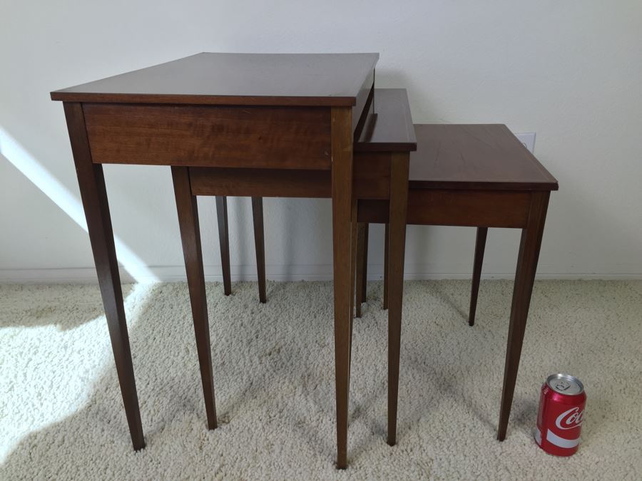Vintage Inlaid Wood Nesting Tables [Photo 5]