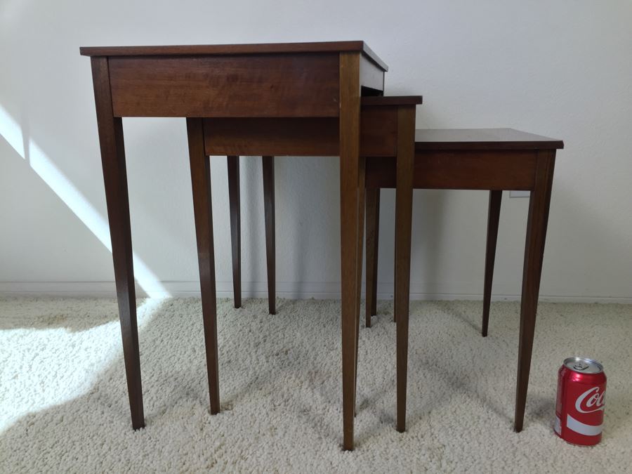 Vintage Inlaid Wood Nesting Tables [Photo 4]