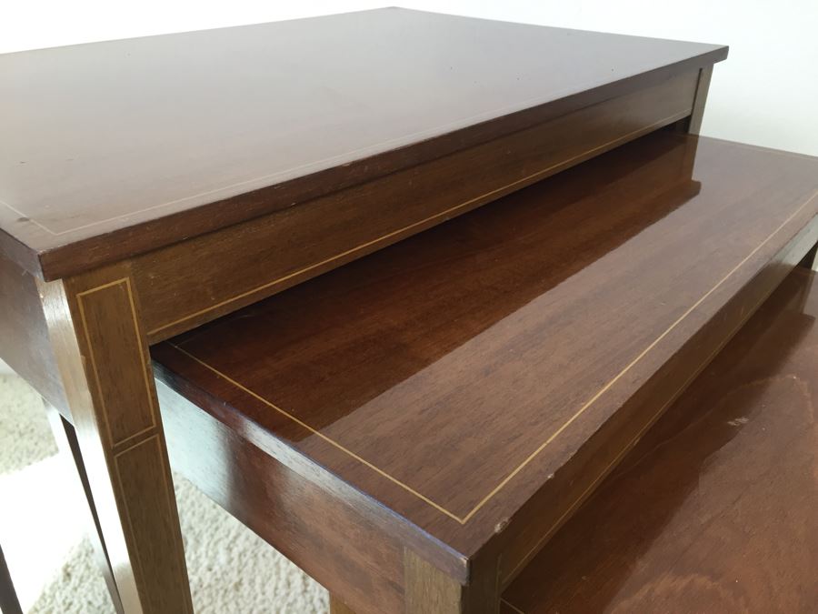Vintage Inlaid Wood Nesting Tables [Photo 3]