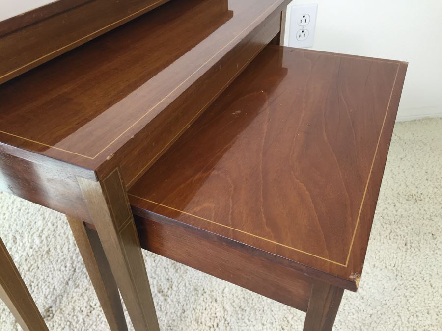 Vintage Inlaid Wood Nesting Tables [Photo 2]