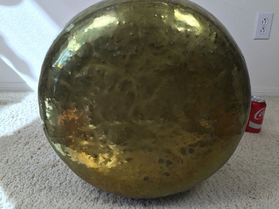 Large Hand Hammered Brass Pot With Wrought Iron Handle [Photo 3]