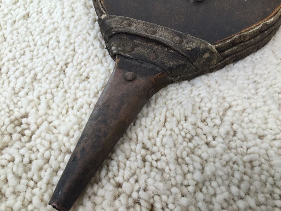 Vintage Wooden Fireplace Bellows With Brass Deer Plaque [Photo 4]