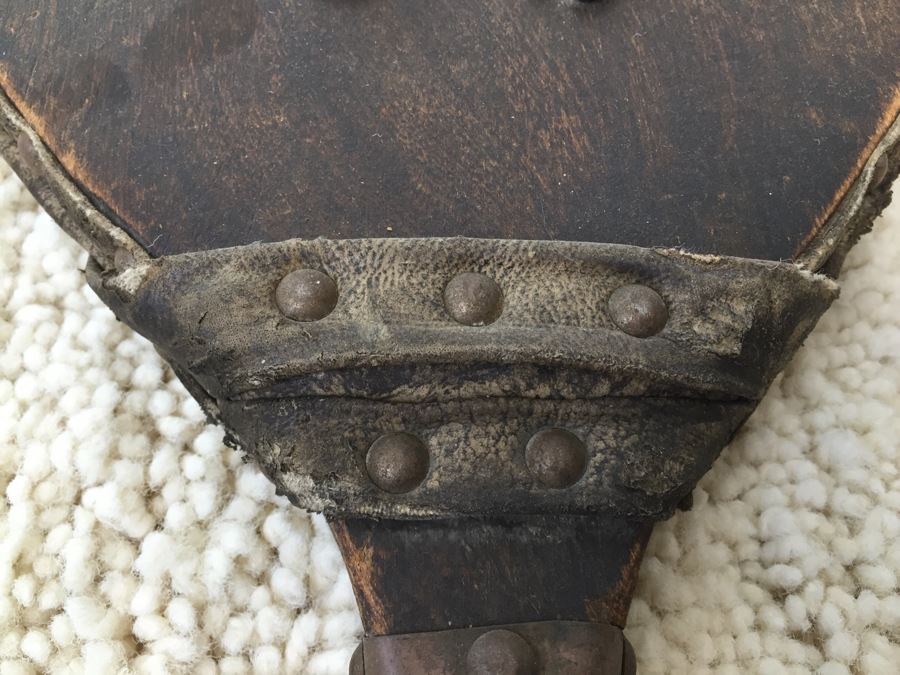 Vintage Wooden Fireplace Bellows With Brass Deer Plaque [Photo 5]