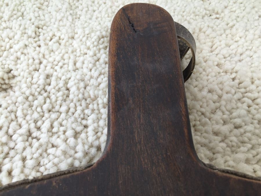 Vintage Wooden Fireplace Bellows With Brass Deer Plaque [Photo 6]