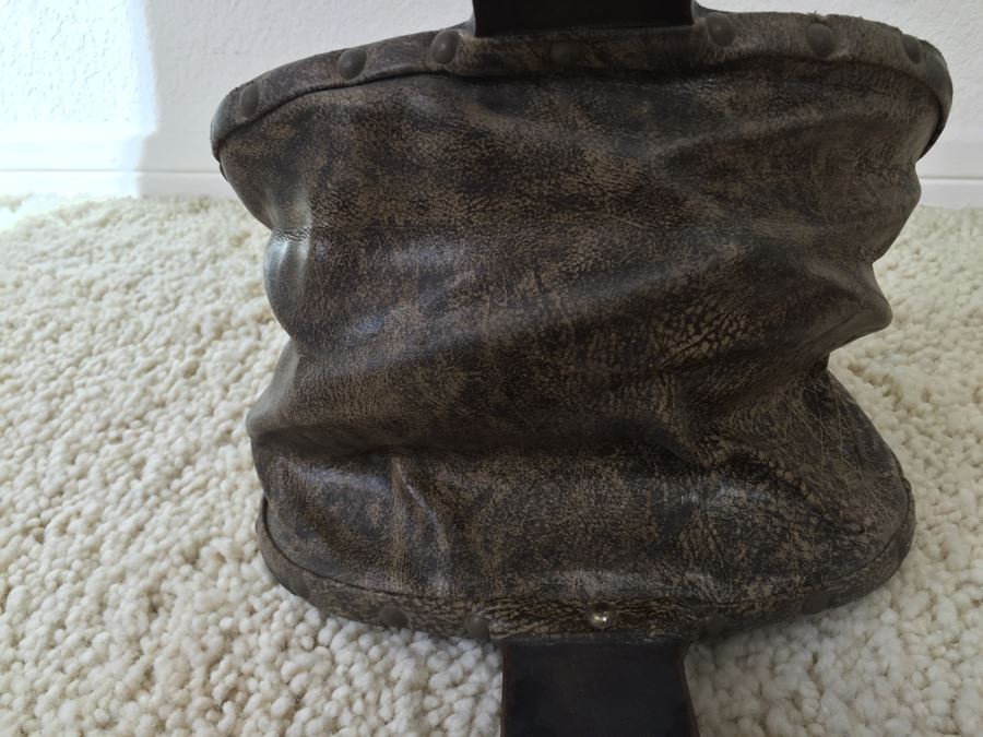 Vintage Wooden Fireplace Bellows With Brass Deer Plaque [Photo 7]