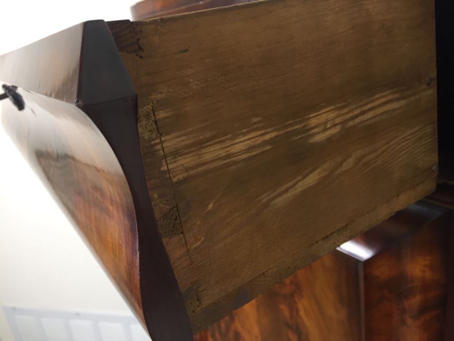 STUNNING Antique Burled Walnut Corner Cupboard China Cabinet With Lockable Door And Drawer And Skeleton Key [Photo 10]