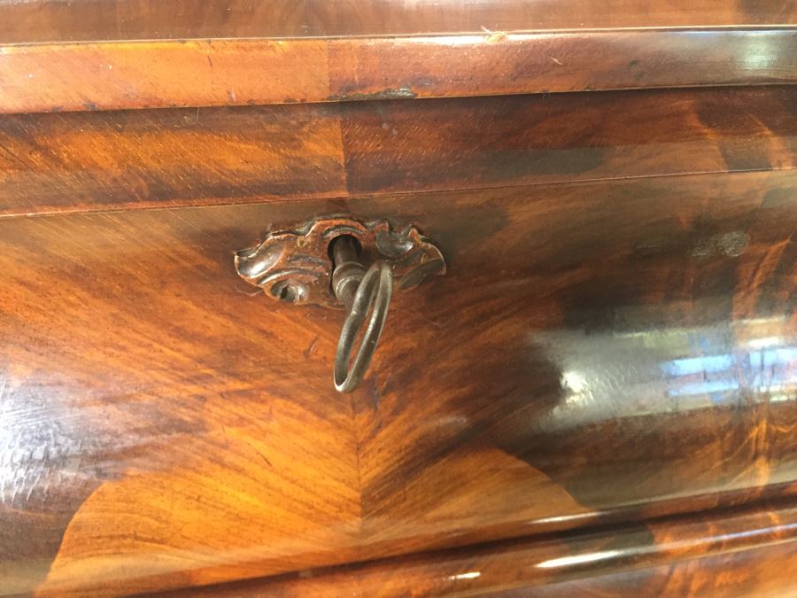 STUNNING Antique Burled Walnut Corner Cupboard China Cabinet With Lockable Door And Drawer And Skeleton Key [Photo 3]