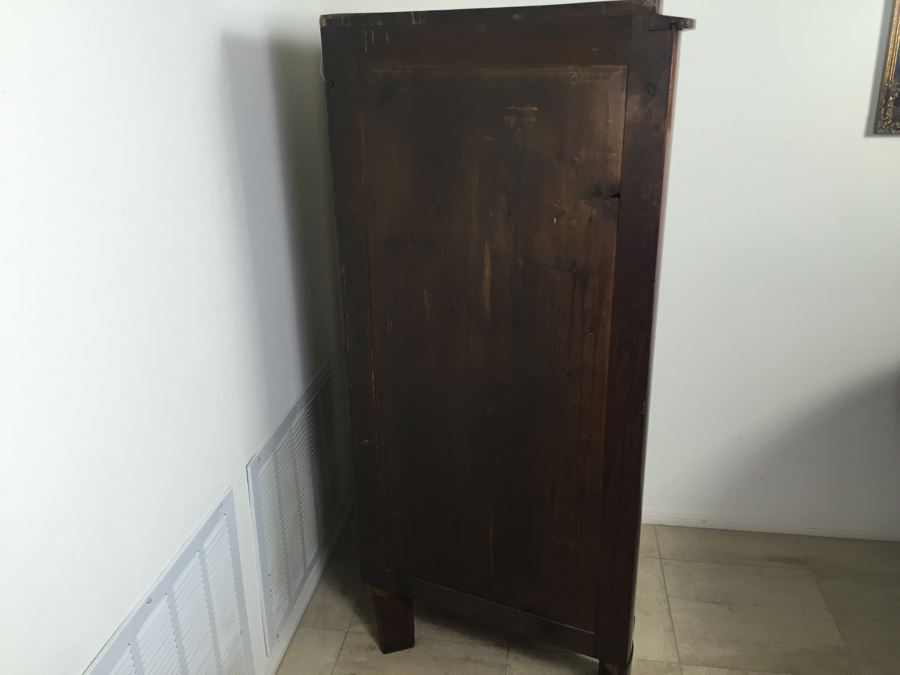 STUNNING Antique Burled Walnut Corner Cupboard China Cabinet With Lockable Door And Drawer And Skeleton Key [Photo 23]