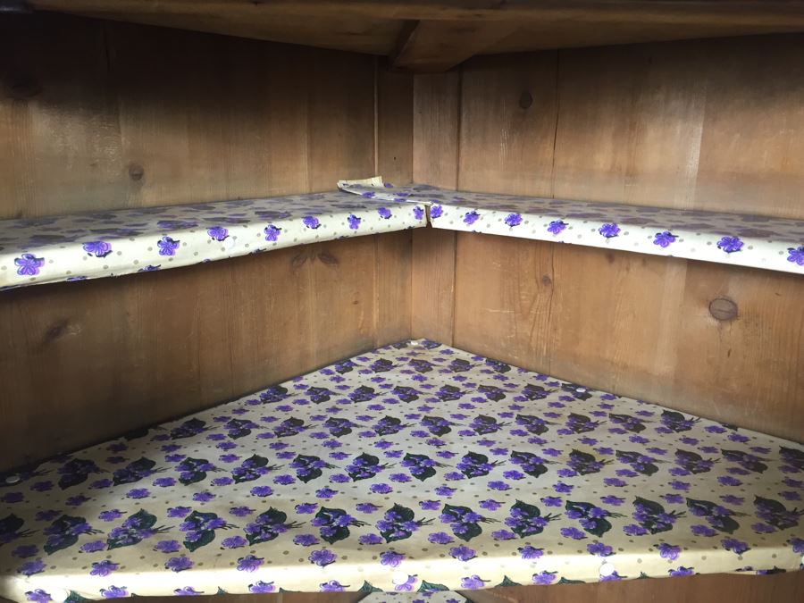 STUNNING Antique Burled Walnut Corner Cupboard China Cabinet With Lockable Door And Drawer And Skeleton Key [Photo 18]