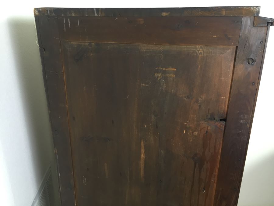 STUNNING Antique Burled Walnut Corner Cupboard China Cabinet With Lockable Door And Drawer And Skeleton Key [Photo 24]