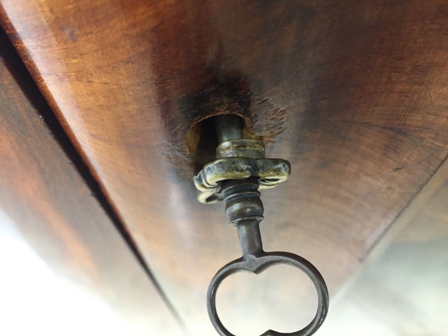 STUNNING Antique Burled Walnut Corner Cupboard China Cabinet With Lockable Door And Drawer And Skeleton Key [Photo 13]