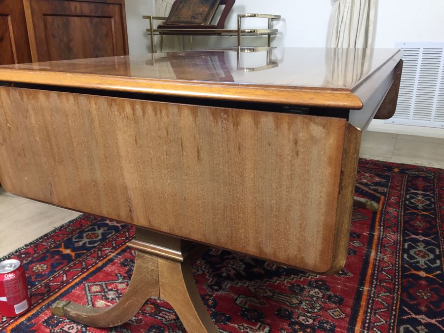 Nice Vintage Drop Leaf Coffee Table With Brass Claw Feet [Photo 8]