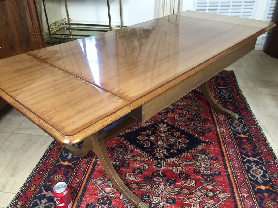 Nice Vintage Drop Leaf Coffee Table With Brass Claw Feet [Photo 12]