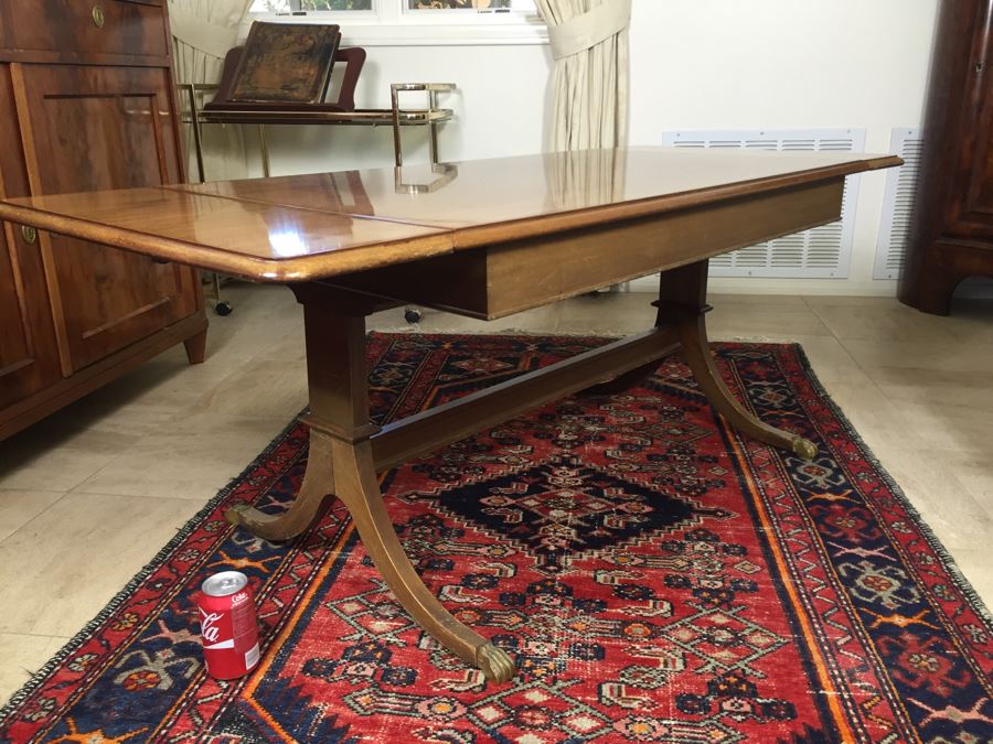 Nice Vintage Drop Leaf Coffee Table With Brass Claw Feet [Photo 11]