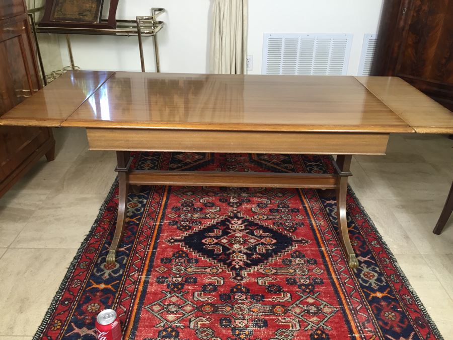 Nice Vintage Drop Leaf Coffee Table With Brass Claw Feet [Photo 3]