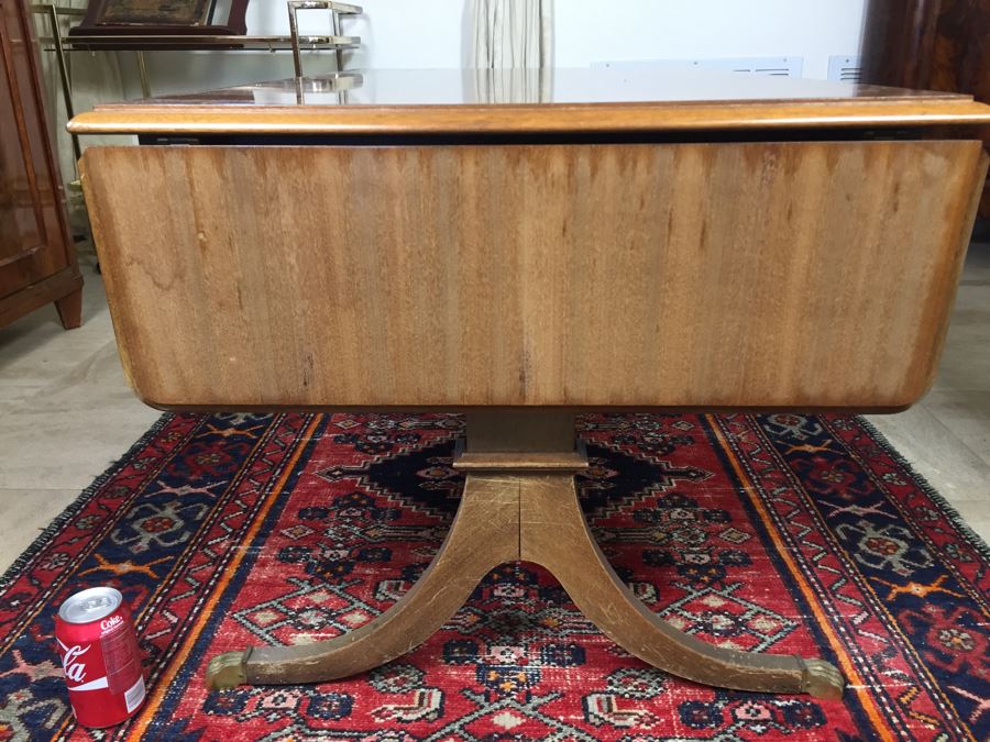 Nice Vintage Drop Leaf Coffee Table With Brass Claw Feet [Photo 5]