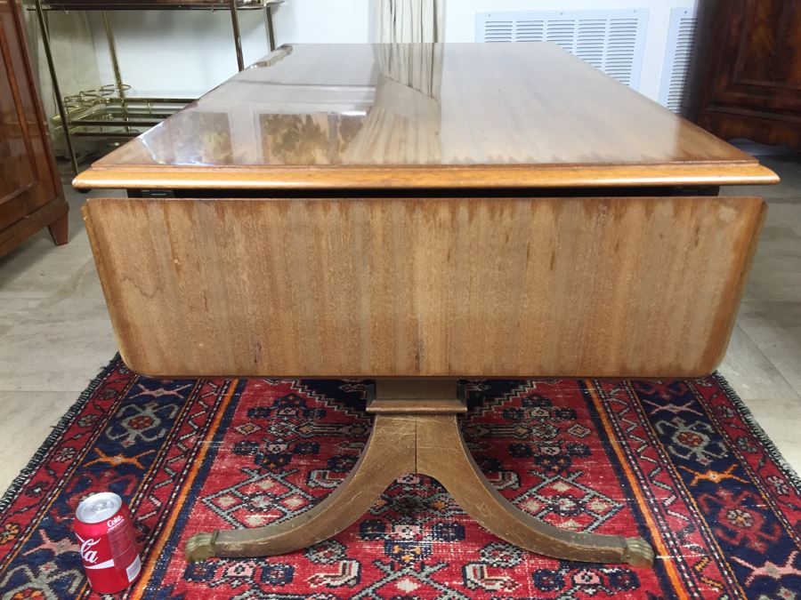 Nice Vintage Drop Leaf Coffee Table With Brass Claw Feet [Photo 1]
