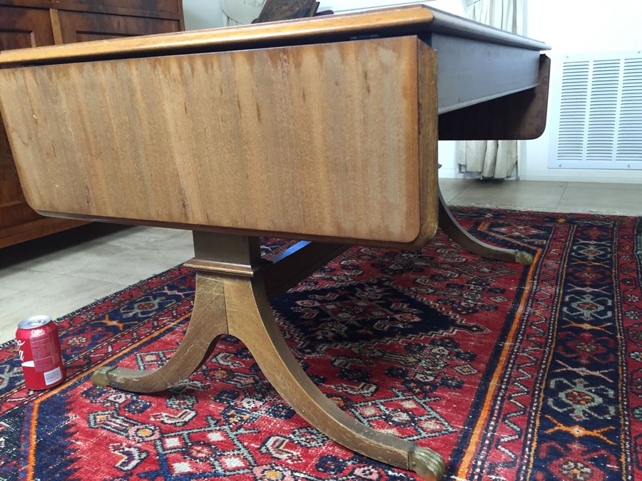 Nice Vintage Drop Leaf Coffee Table With Brass Claw Feet [Photo 7]