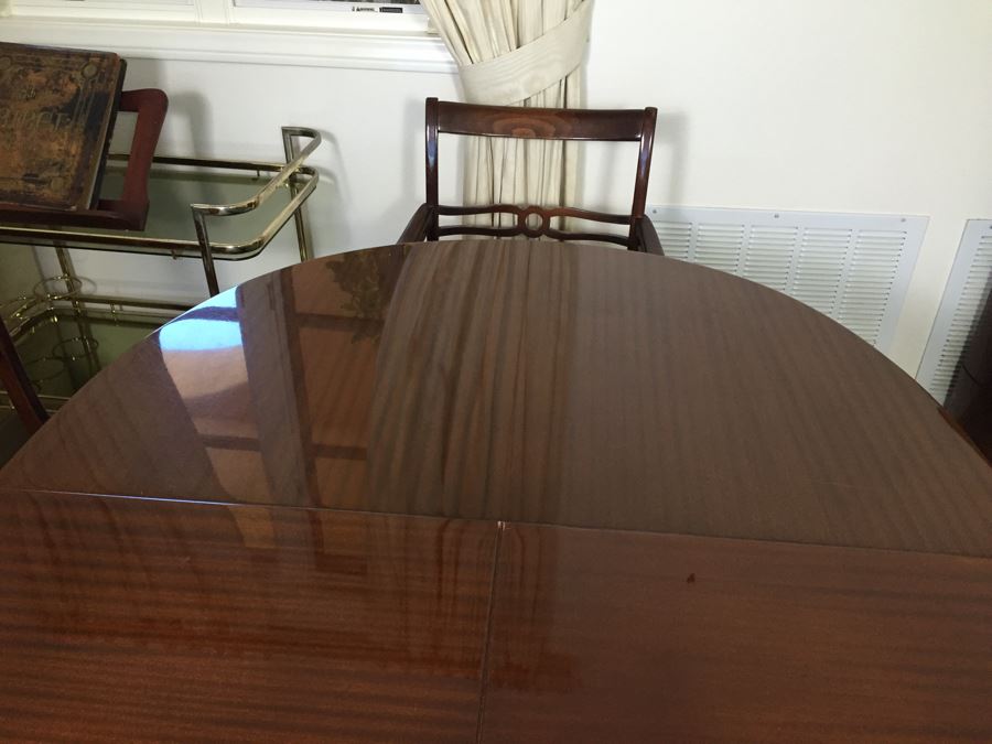 Stunning Mid-Century Style Formal Dining Table In Excellent Condition With Built-In Leaves And 8 Dining Chairs [Photo 20]