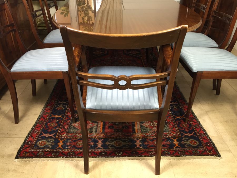 Stunning Mid-Century Style Formal Dining Table In Excellent Condition With Built-In Leaves And 8 Dining Chairs [Photo 22]