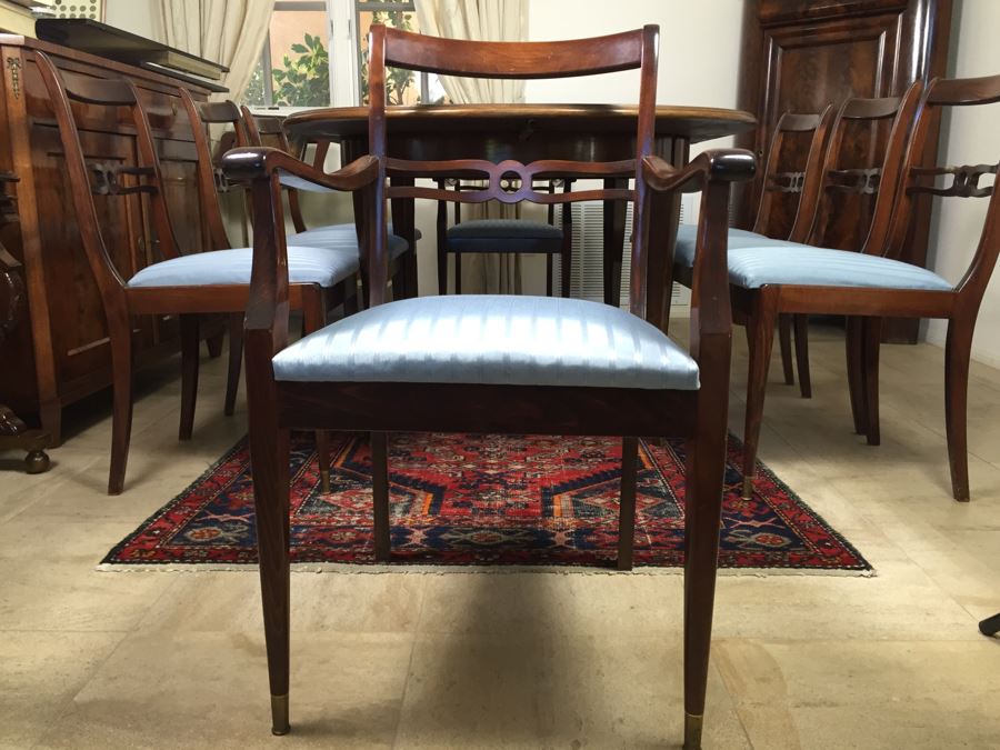 Stunning Mid-Century Style Formal Dining Table In Excellent Condition With Built-In Leaves And 8 Dining Chairs [Photo 25]