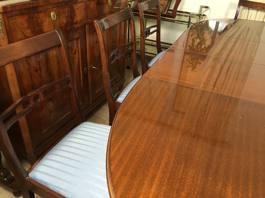 Stunning Mid-Century Style Formal Dining Table In Excellent Condition With Built-In Leaves And 8 Dining Chairs [Photo 19]
