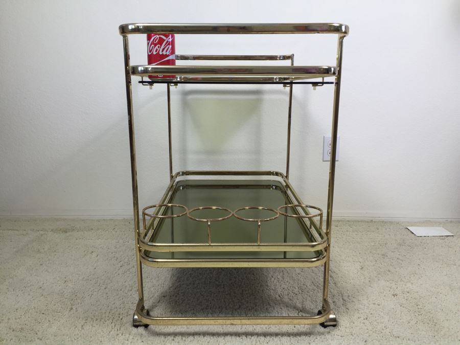 Nice Mid-Century Bar Tea Cart With Smoky Mirrored Glass [Photo 5]