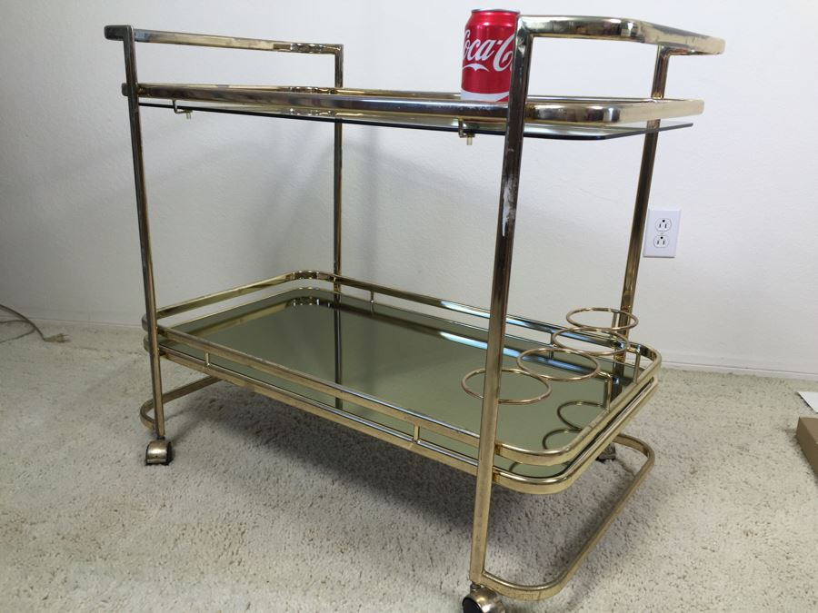 Nice Mid-Century Bar Tea Cart With Smoky Mirrored Glass [Photo 6]