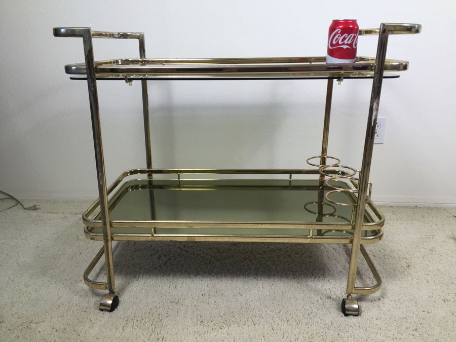 Nice Mid-Century Bar Tea Cart With Smoky Mirrored Glass [Photo 4]