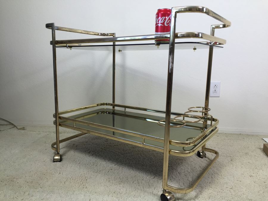 Nice Mid-Century Bar Tea Cart With Smoky Mirrored Glass [Photo 2]