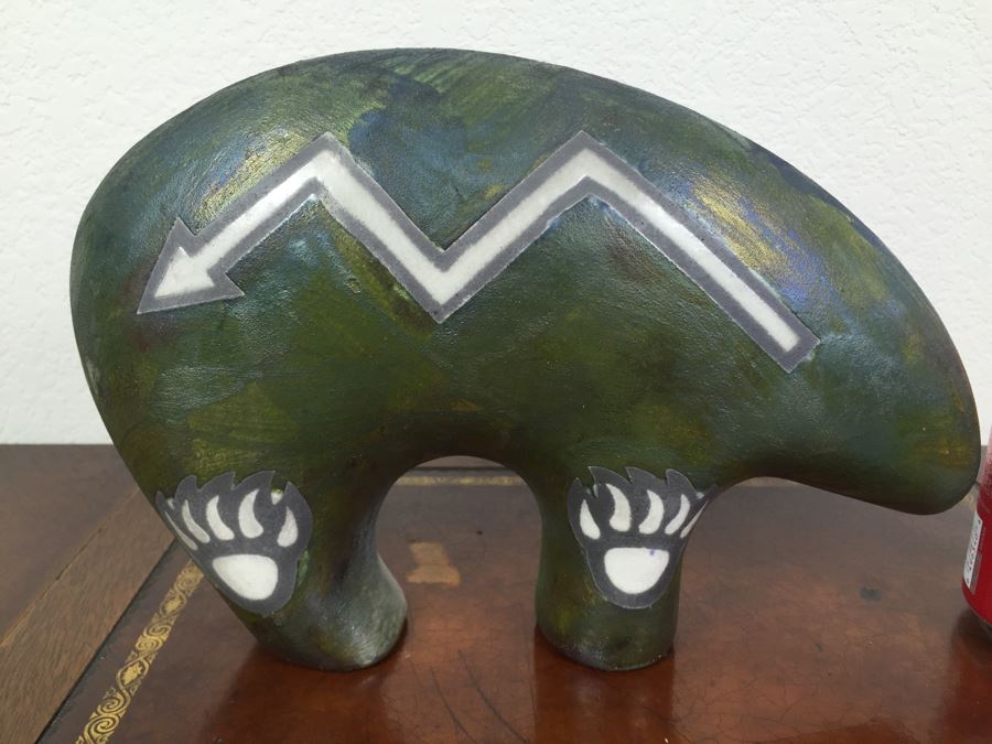 Southwest Raku Pottery Signed J. Diller Bear Sculpture Pottery [Photo 4]