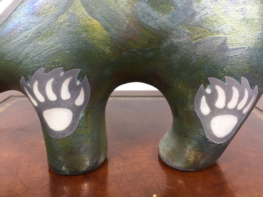 Southwest Raku Pottery Signed J. Diller Bear Sculpture Pottery [Photo 8]